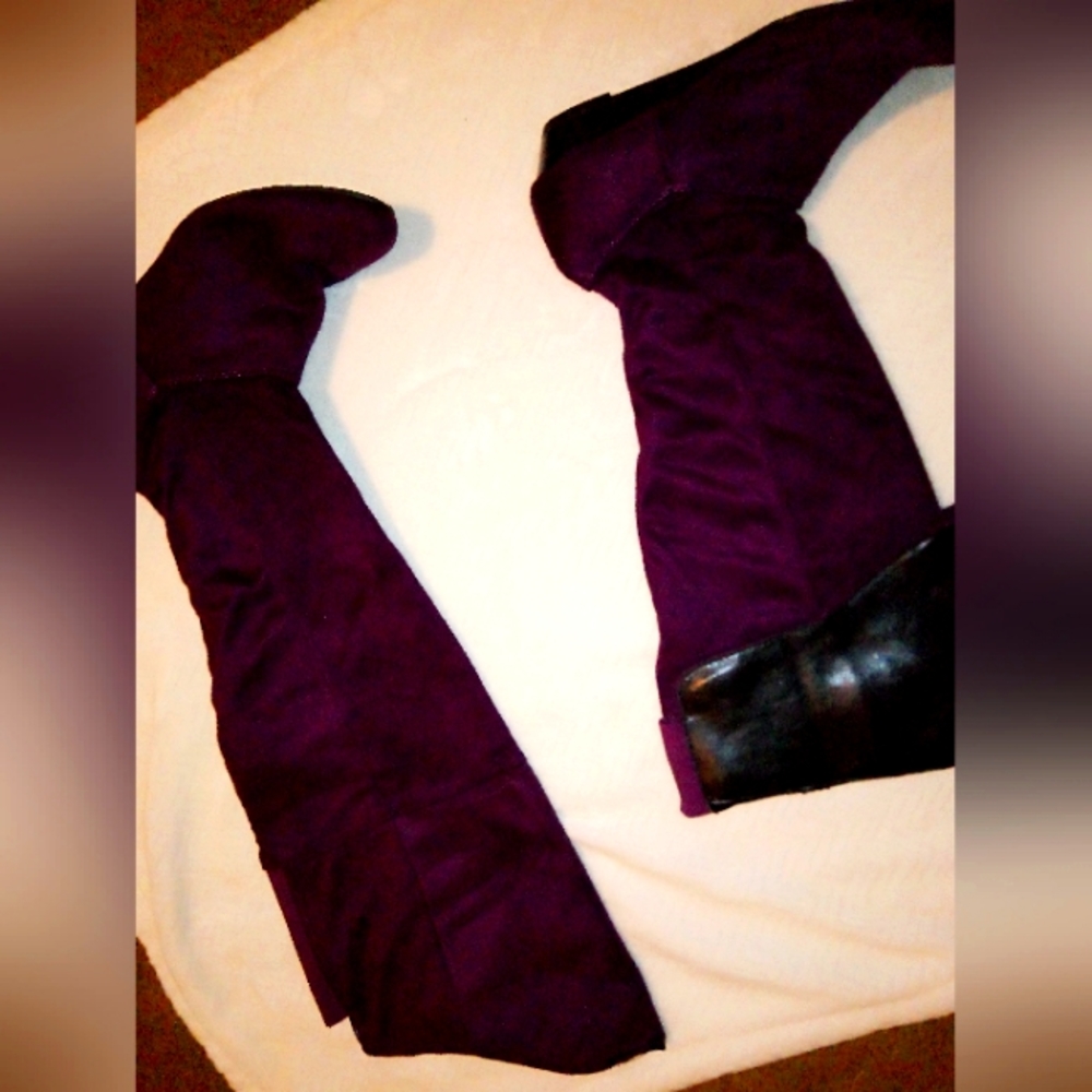 Plum knee boots